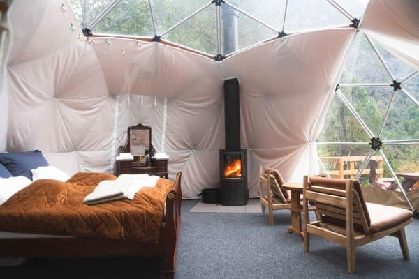 glamping telt med peis
