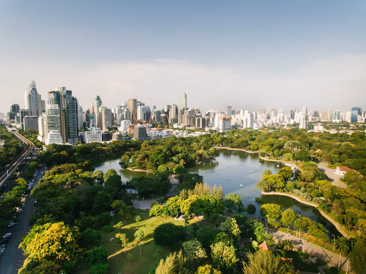 Park i Bangkok sentrum i Thailand